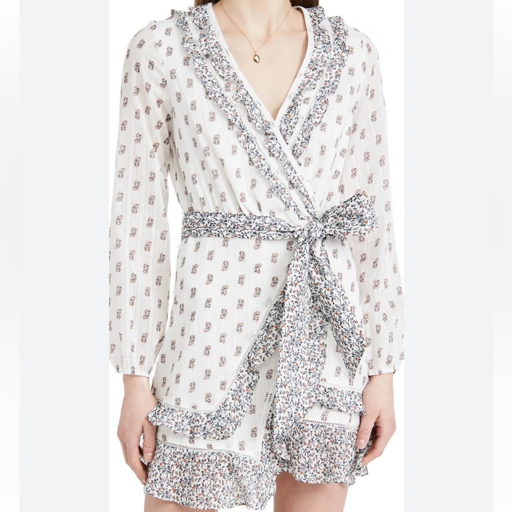 Veronica Beard White and Blue Floral Mini Dress
